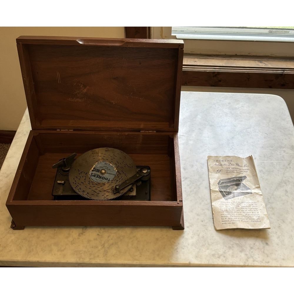 Silverite THORENS Automatic Disc Music Box Antique Working Condition 1 Disc
